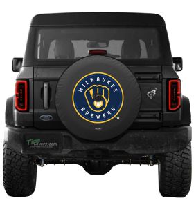 Milwaukee Brewers MLB Ford Bronco Spare Tire Cover Logo on Black or White Vinyl