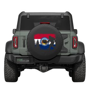 Missouri State Flag Bigfoot in the Woods Tire Cover