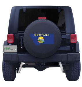 Montana State Outline Flag Tire Cover