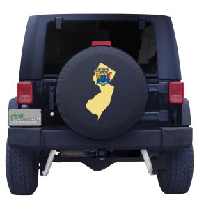 New Jersey State Outline Flag Tire Cover