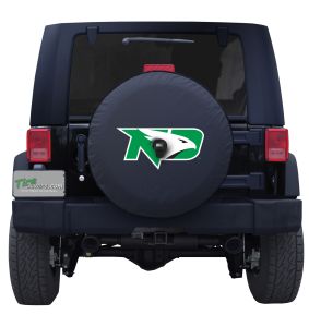  University of North Dakota Tire Cover with Hawk Logo on Black or White Vinyl