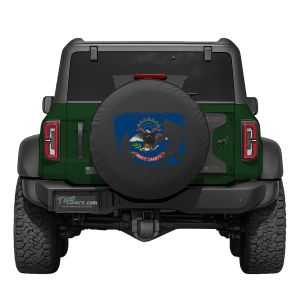 North Dakota Flag Bigfoot in the Woods Tire Cover