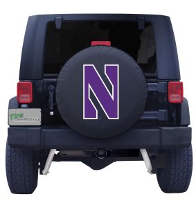 Northwestern University Spare Tire Cover Black Vinyl Front