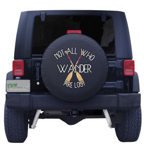 Jeep Tire Cover for Spare Tire Not All Who Wander Distressed Barn Wood Black 35 in Sport Covers 