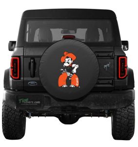 Oklahoma State University Pistol Pete Tire Cover on Black or White Vinyl