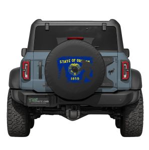Oregon Flag Bigfoot in the Woods Tire Cover
