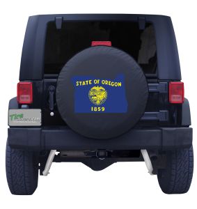 Oregon State Outline Flag Tire Cover