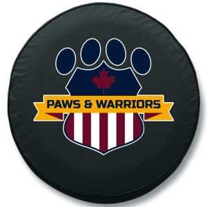 Custom Spare Tire Cover Paws and Warriors on Black Vinyl