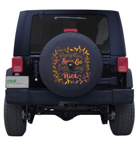 Pumpkin Spice and Everything Nice Leaf Wreath Tire Cover for Jeeps and Broncos
