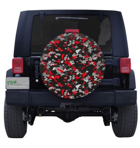 Red Digital Camouflage Tire Cover Jeep Wrangler