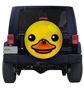 Jeep Rubber Ducky Full Face Tire Cover on Black Vinyl