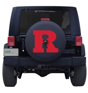 Rutgers University Spare Tire Cover Black Vinyl Front