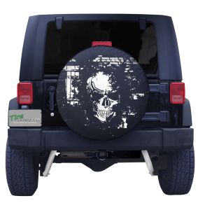 Skeleton Skull Brick Wall Spare Tire Cover Front View
