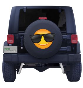 Smiley Face with Sunglasses Tire Cover Front