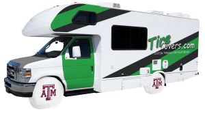 Texas A&M University RV Tire Shade Cover White Vinyl Front