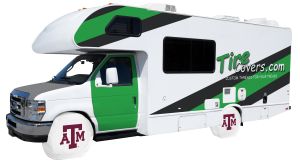 Texas A&M University RV Tire Shade Cover White Vinyl Front