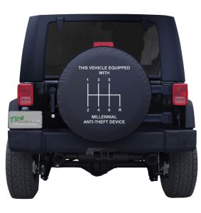 This Vehicle Equipped with Millennial Anti Theft Device Custom Spare Tire Cover Jeep Wrangler