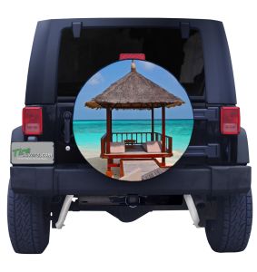 Tropical Beach Cabana Tire Cover