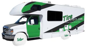 University of South Florida RV Tire Shade Cover White Vinyl Front