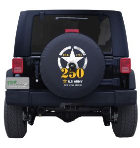 United States Army 250th Anniversary Tire Cover on Black or White Vinyl