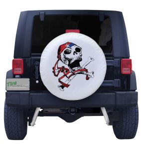 USA Pirate Spare Tire Cover on White Vinyl Front