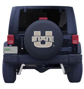 Utah State University Spare Tire Cover Black Vinyl Front