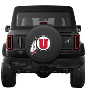 University of Utah Spare Tire Cover Black Vinyl Front
