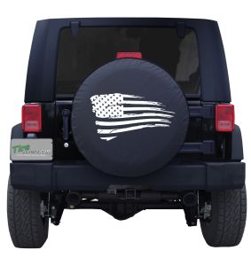 Waving Distressed American Flag Custom Tire Cover
