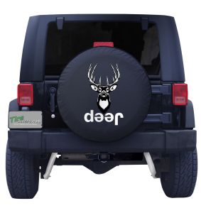 Deer Hunting Tire Cover on Black Vinyl Front
