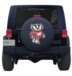 University of Wisconsin Badger Logo Spare Tire Cover Black Vinyl Front