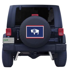 Wyoming State Outline Flag Spare Tire Cover 