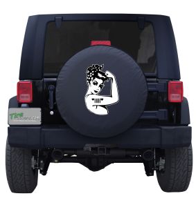 Young Rosie the Riveter Jeep Grill Custom Tire Cover