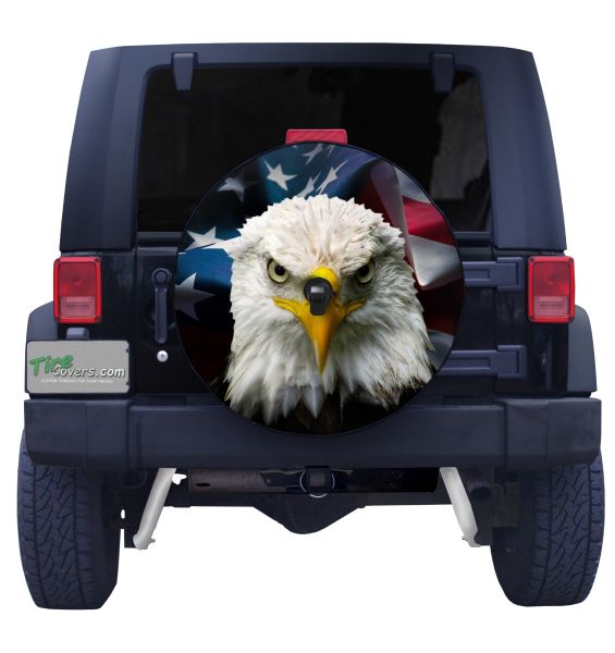 Ouqiuwa American Flag Baled Eagle 4th of July Independence Day Spare Tire Covers Wheel Protectors Weatherproof for Jeep Trailer RV SUV 14 Inch