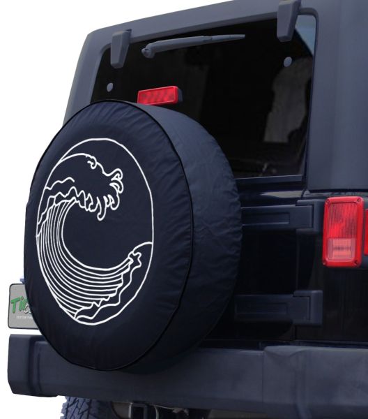 My Beach Place Jeep Spare Tire Cover on Black Vinyl 