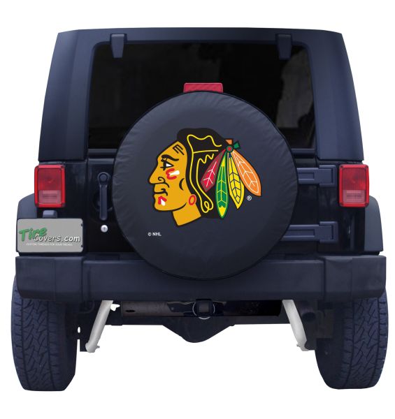 Chicago Blackhawks HBS Black Vinyl Fitted Spare Car Tire Cover