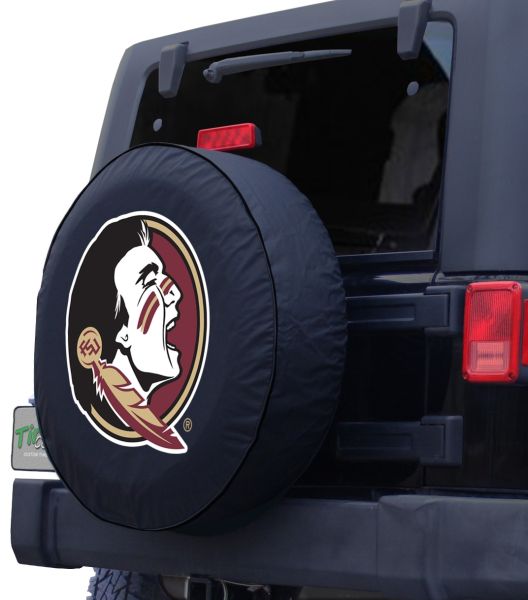 Florida State Tire Cover with Seminoles Head Logo on Black