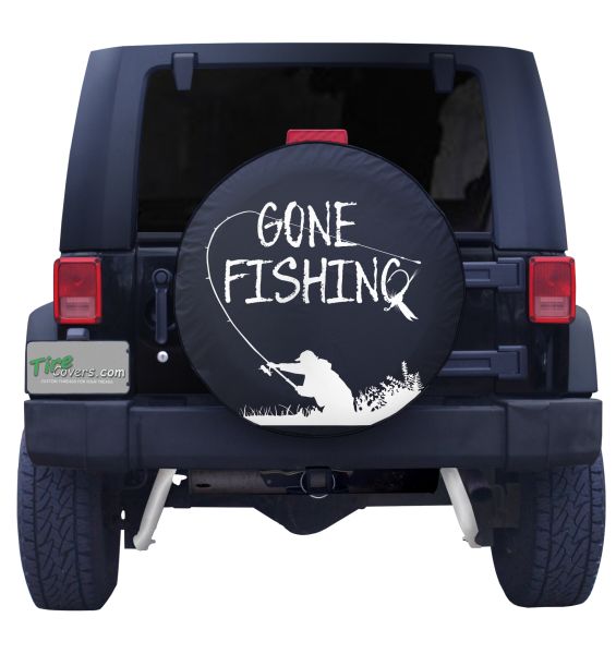 Pike Camo Fishing Catfish Boating Trailer RV Spare Tire Cover OEM Vinyl Black 27.5 in 