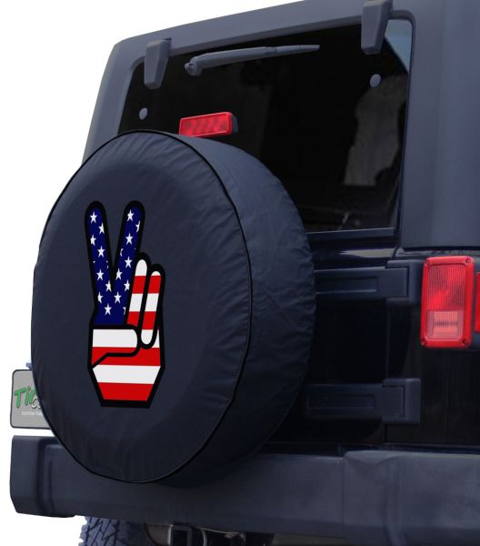 Skeleton Hand Making Peace Sign Tire Cover Waterproof Universal Fit Car Wheel Cover Uv Protection for Rv Trailer SUV Truck 