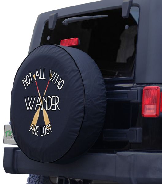 Not All Who Wander are Lost Beach Ocean Water Lake Spare Tire Cover fits SUV Camper RV Accessories Black 32 in 