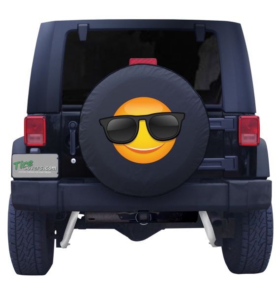 Sunglasses In The Mountains Smiley Face White Spare Tire Cover for Gladiator, Wrangler, Jt Jl, Jlu, Jk, high quality Jku, Tj, Lj, Cj, Yj, Rv, Renegade