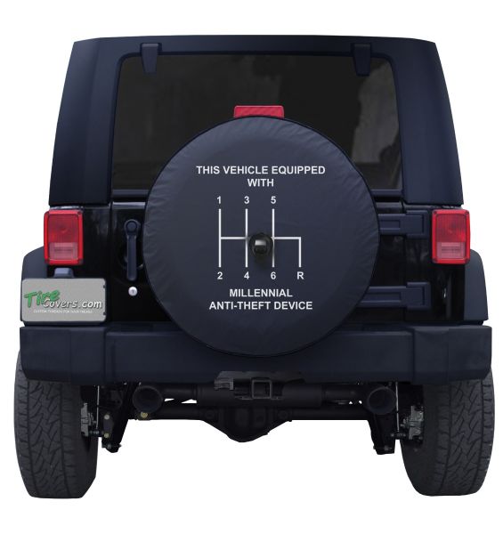 This Vehicle Equipped with Millennial Anti Theft Device Tire Cover