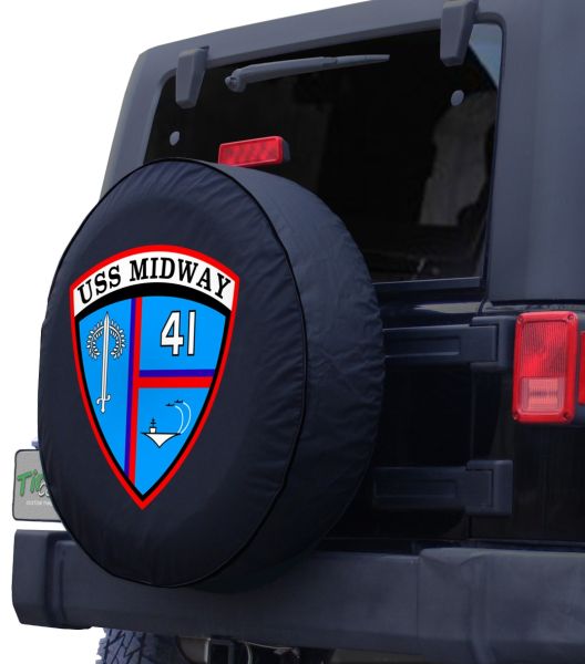 GLTDJESW Navy USS Midway Cv-41 Spare Tire Wheel Cover Car Truck SUV Camper Fits for Jeep Wrangler Sahara 