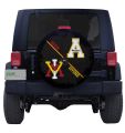 Appalachian State University and Virginia Military Institute House Divided Tire Cover on Black Vinyl