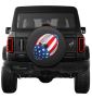 American Flag Football Tire Cover on Black Vinyl for Jeep's and Broncos
