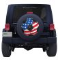 American Flag Soccer Ball Tire Cover on Black Vinyl for Jeep's and Broncos
