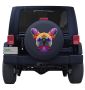 French Bulldog Watercolor Tire Cover on Black Vinyl for Jeep's and Broncos