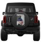 Distressed American Flag Football Tire Cover on Black Vinyl for Jeep's and Broncos