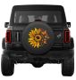 Sunflower Butterfly Swarm Tire Cover for Jeeps and Ford Broncos on Black Vinyl